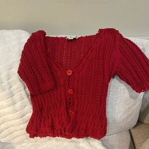 LOFT Women's Vibrant Red Cardigan